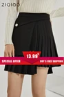 ZIQIAO, Женская Асимметричная черная юбка трапециевидной формы с высокой талией