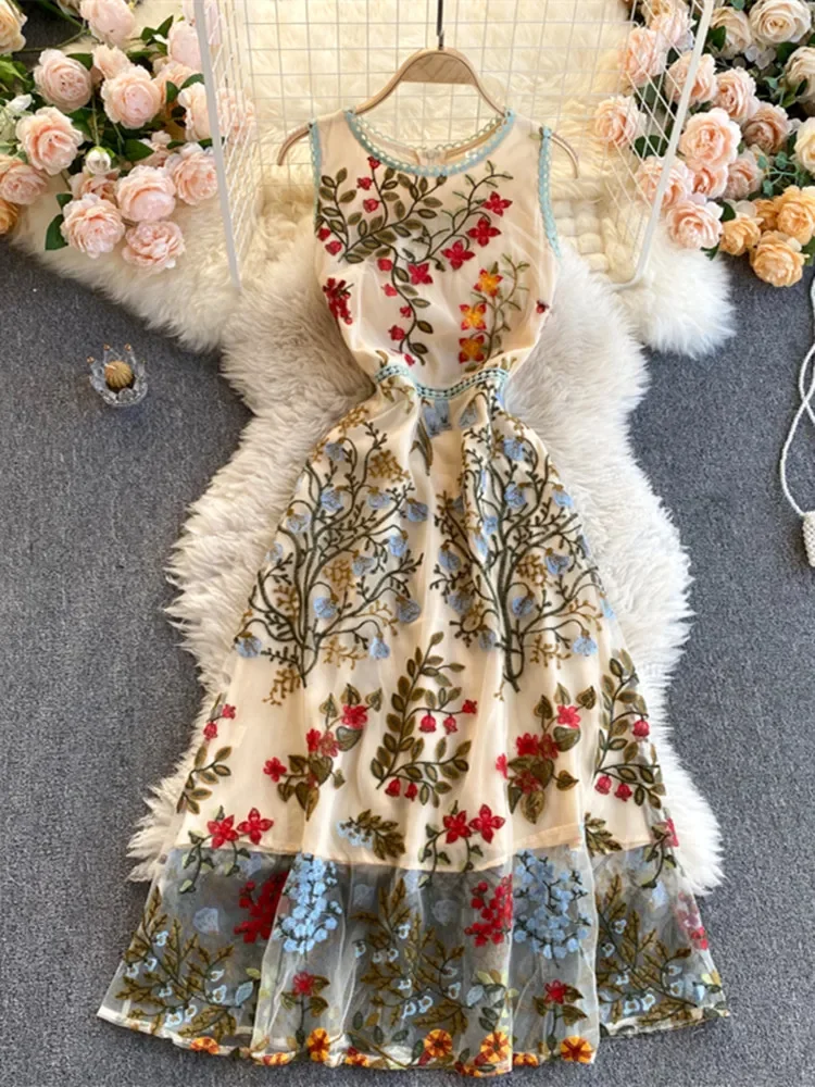 Женское Сетчатое платье-трапеция без рукавов элегантное облегающее платье с