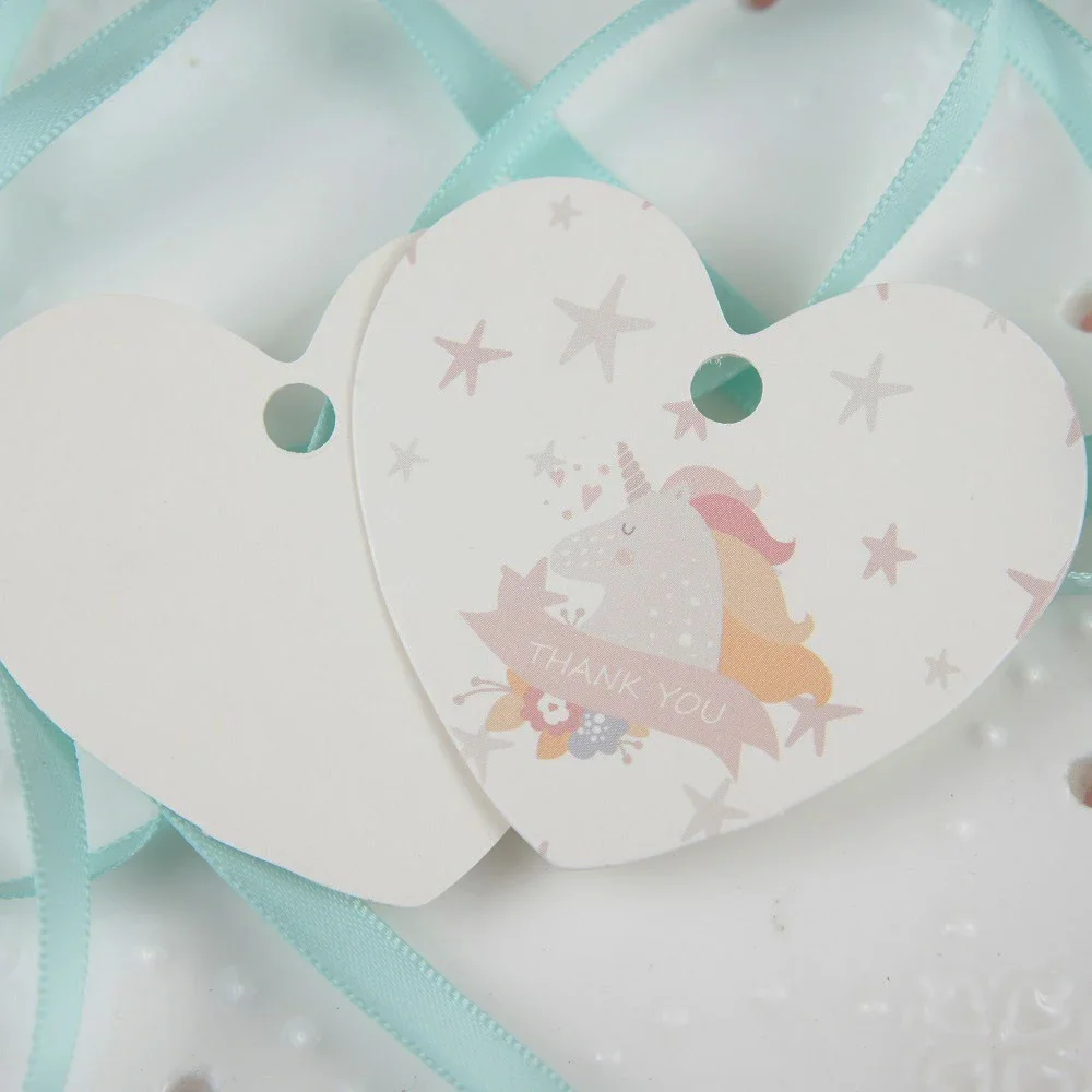 

thank you 50 pcs dream unicorn design heart paper tag labels wedding gift girl birthday packaging decor tags Scrapbooking DIY