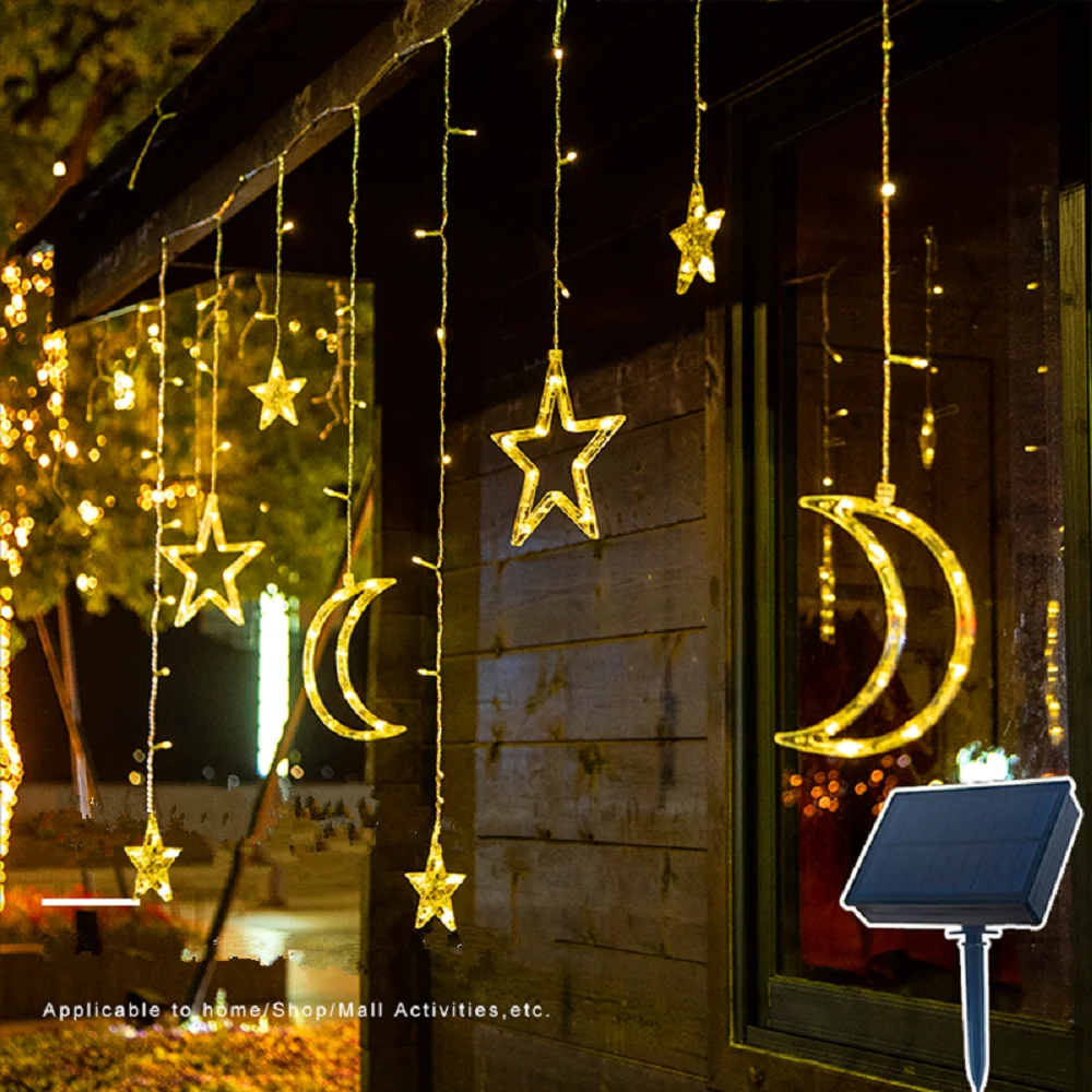 

Fairy Lights LED String Lights Christmas Garland With Remote Control Solar Light String Moon Star Waterproof Garden Decoration