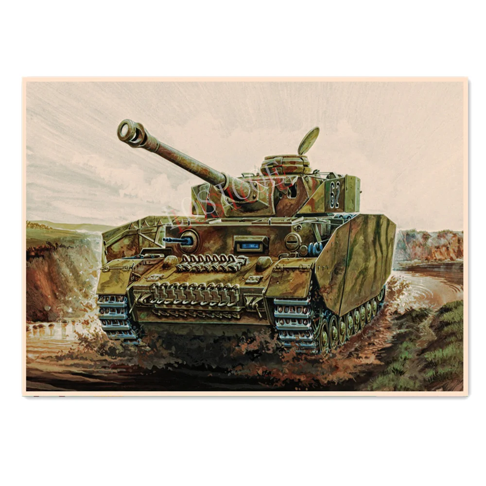 

Imperial Tank Art Drawing WW 2 Panzer Poster GER Wehrmacht Military Picture Wall Hanging Vintage Kraft Paper Painting Wall Decor