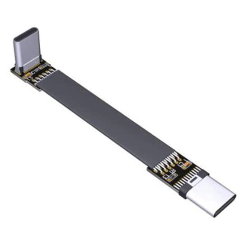 

USB 3.1 Type C To Type C Extension Cable 90 Degree Adapter FPC FPV Ribbon Flat USB C Cable 3A 10Gbps EMI Shielding,15Cm