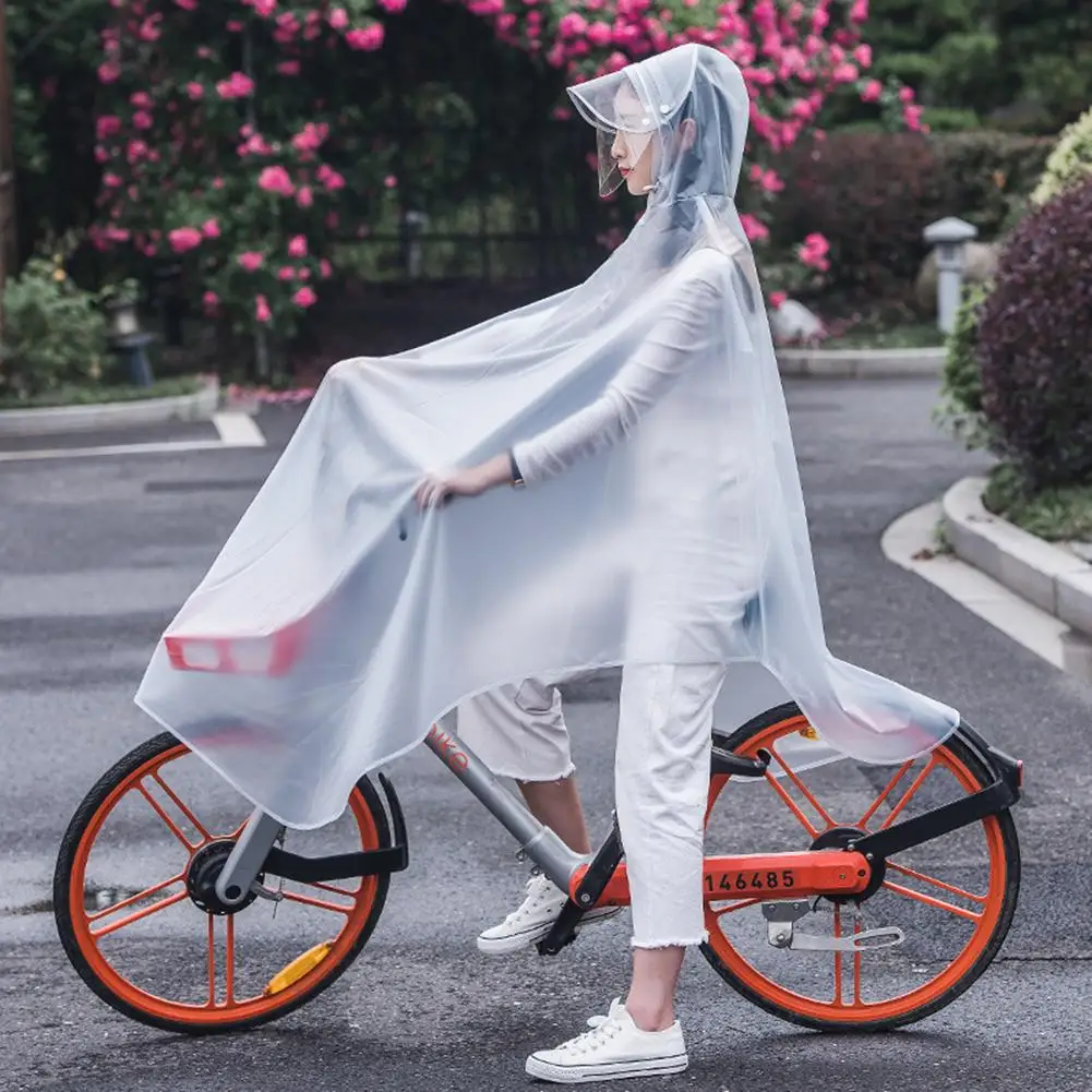 

Windproof Electric Bike Motorcycle Raincoat For Women Men Hooded Single Double Brim Covering Face Riding Poncho