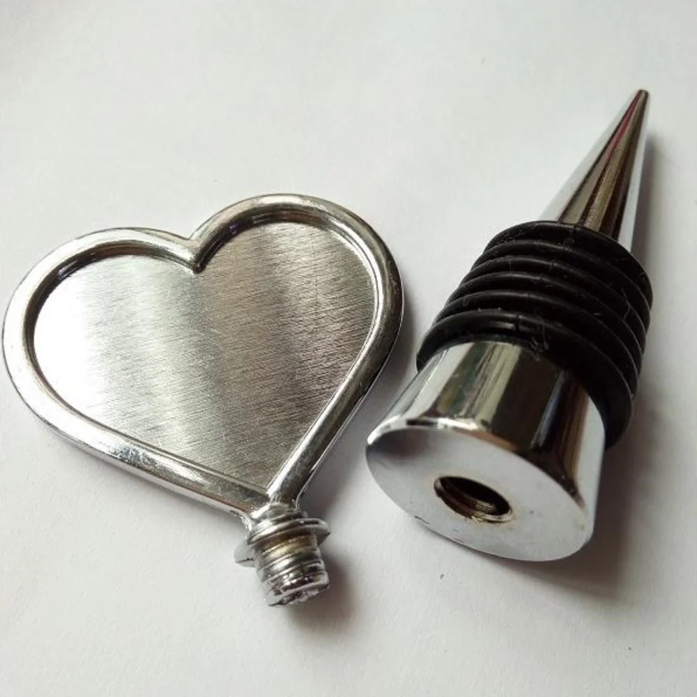 

200pcs Heart Blank Metal Wine Bottle Stopper For DIY Crystal Dome Cabochones Accessory