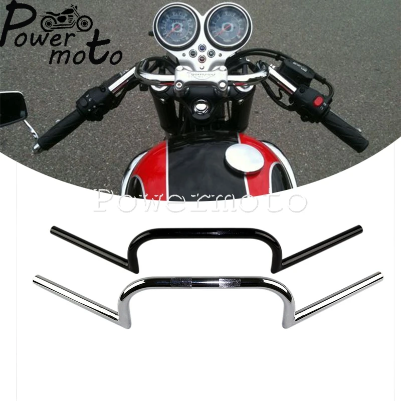 

1" & 7/8" Black/Chrome Handlebar Clubman Handle Bar 22mm 25mm Handlebars Universal For Harley Cafe Racer Cruiser Bobber Chopper