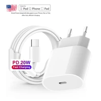 kit 20w usb c power adapter pd charger cable for iphone 13 12 11 pro xs max xr x 8 plus 7 fast charging pd cable eu charger cord