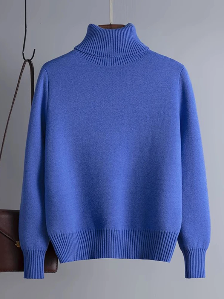 Зимний теплый облегающий свитер с высоким воротником топы новинка утепленный