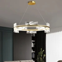 modern creative led ceiling chandelier decorated by golden circle geometric design interior living room lighting chandelier