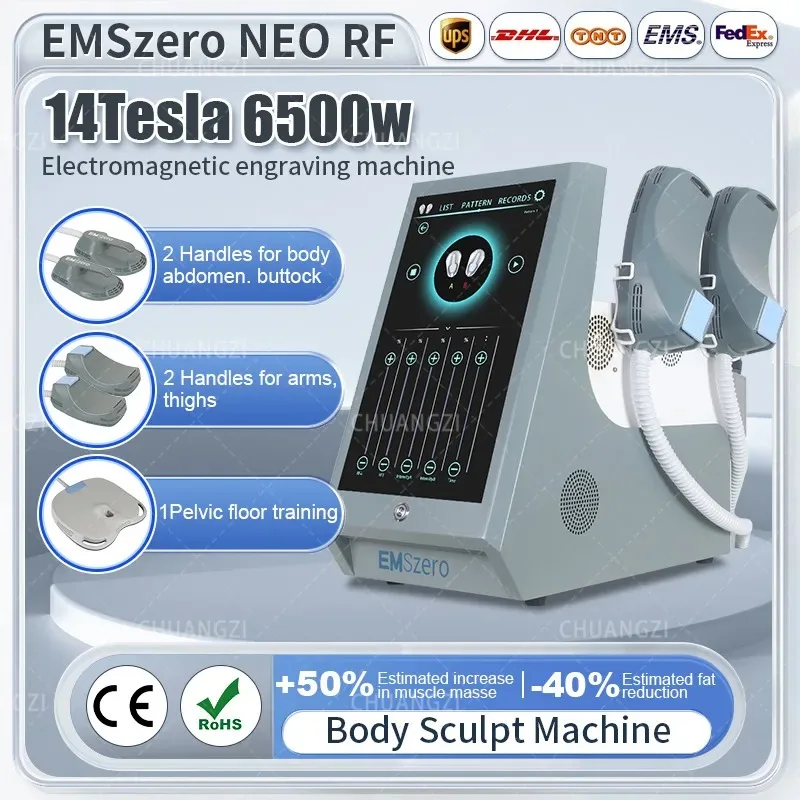 

EMSzero Neo 6000W 14 Tesla Muscle Body Sculpting Hi-Emt EMS Machine 4 Handles and Pelvic Stimulation Pad optional Equipment