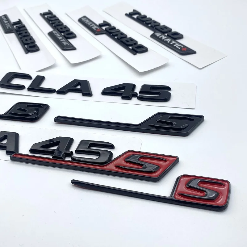 Глянцевая черная эмблема с буквами и номерами CLA45 CLA45S Turbo 4matic + для Mercedes Benz AMG