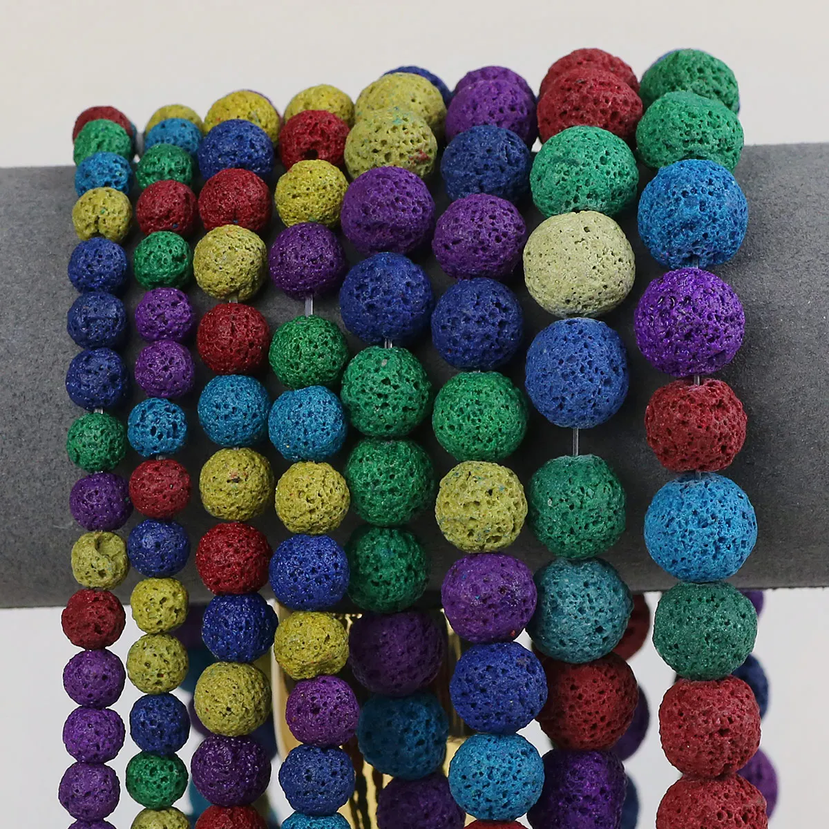 Разноцветный лавовый синтетический камень вулканический круглые бусины шарики