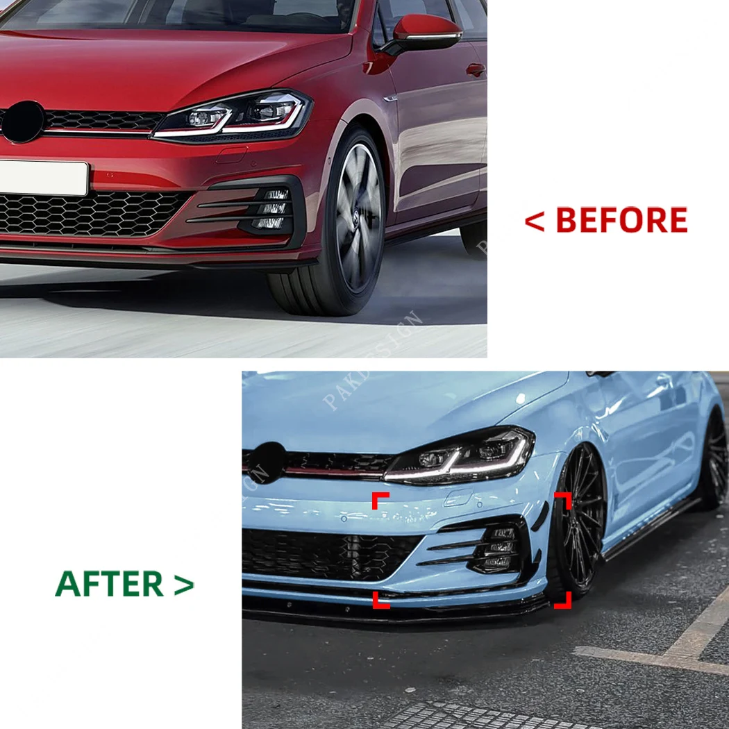 4 шт. передний бампер разделитель губ ветровой нож накладка для VW Golf MK7.5 GTI 2017 2018 2019