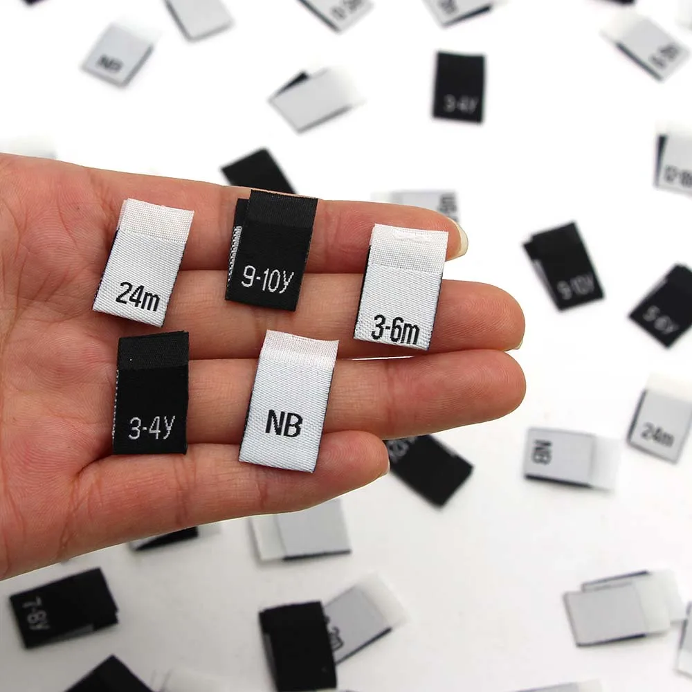100 шт. бирки для одежды белая черная этикетка размера с номером возраста складная