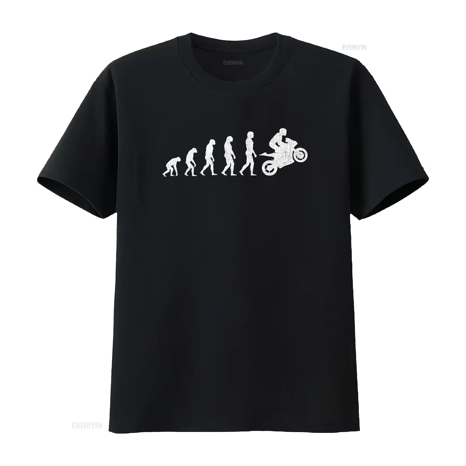 Фото Футболка Motorcycle Evolution Human Fun Driver Motocross Biker Bike MC Club, винтажная, с эффектом потертости, модная, с графическим принтом, удобная, повседневная №1