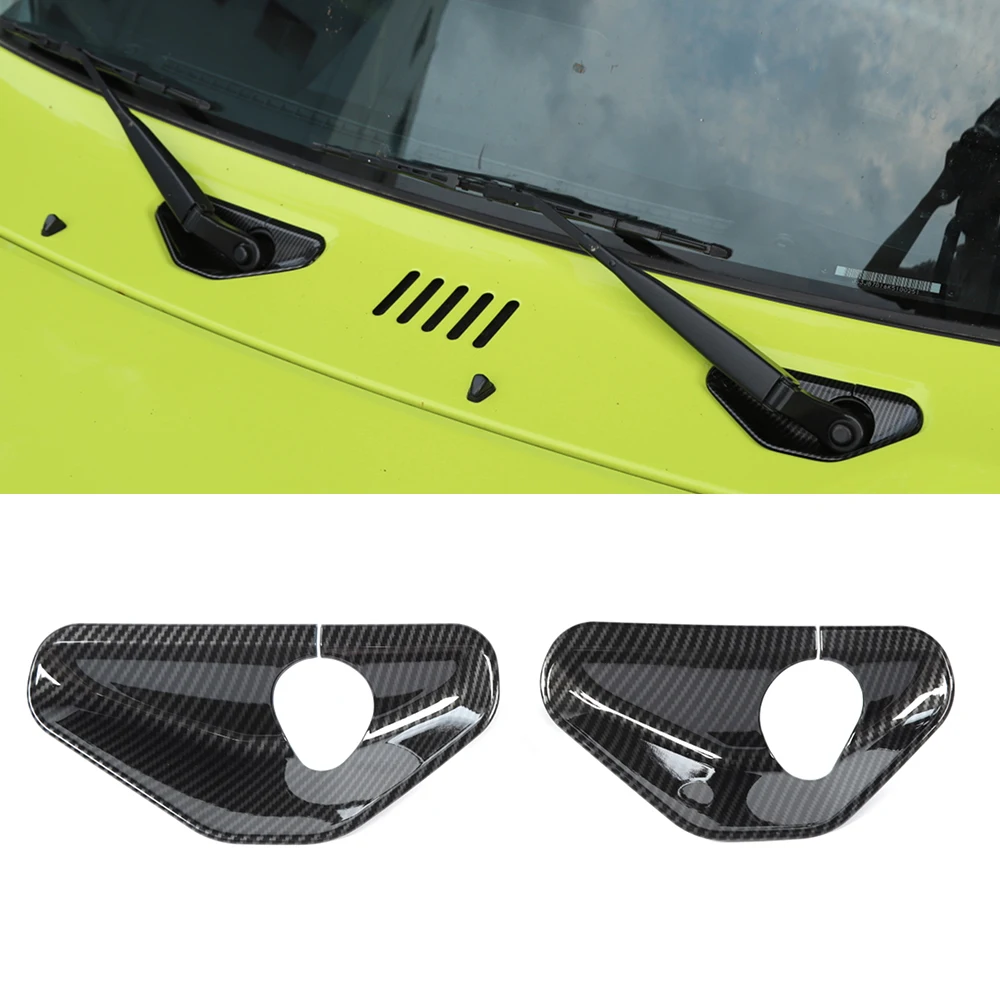 Front Wiper Base Decorative Trim Cover for Suzuki Jimny 2019 2020 2021 2022 JB74 Car Accessories ABS Carbon Fiber Red Chrome