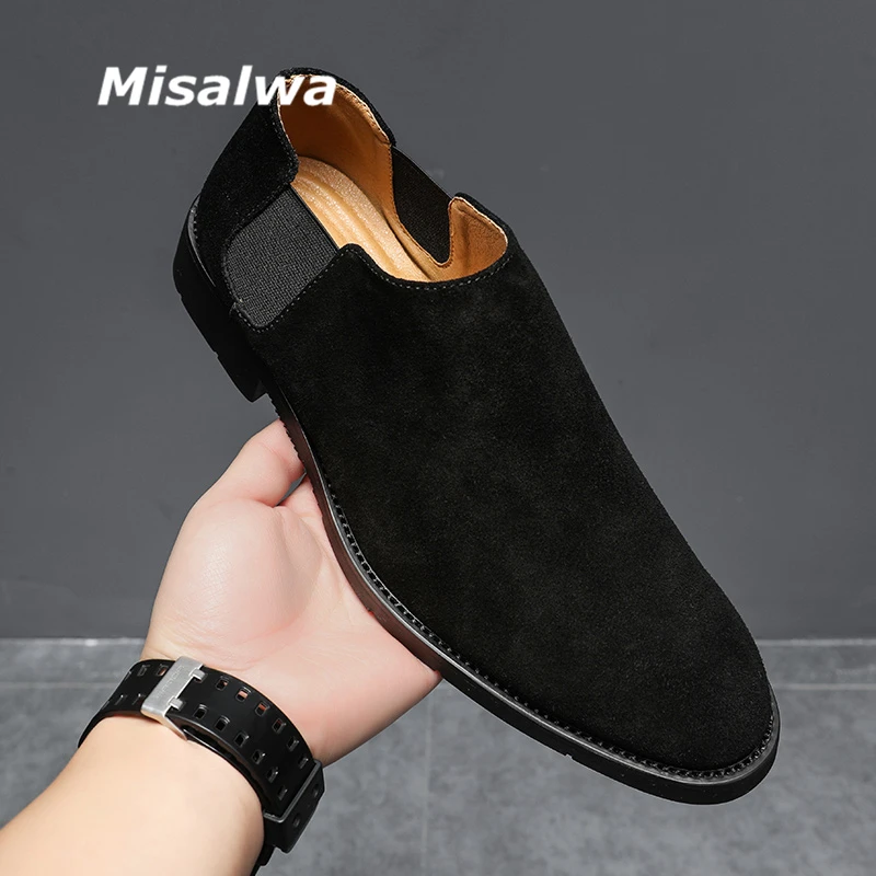 Misalwa замшевые кожаные мужские туфли повседневные слипоны лоферы короткие