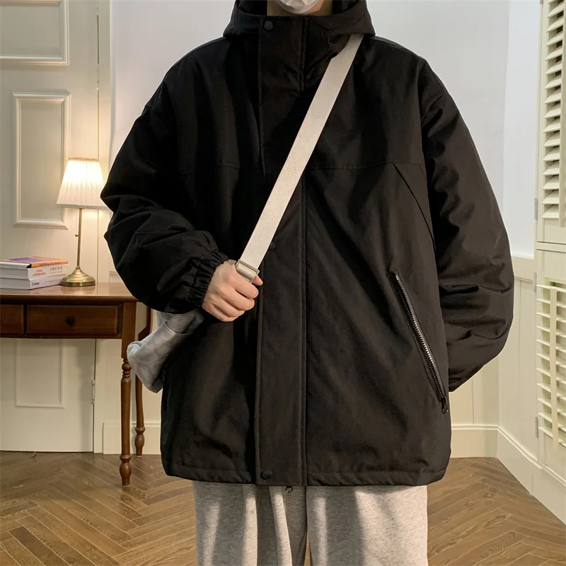 Winter Jacket Men Warm Fashion Casual Thicken Jacket Men Streetwear Korean Loose Thick Hooded Short Coat Mens Parker M-5XL