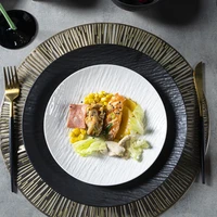 guangdong yayu matte glaze ceramic tableware creative black and white striped light plate western food swing plate bone dish