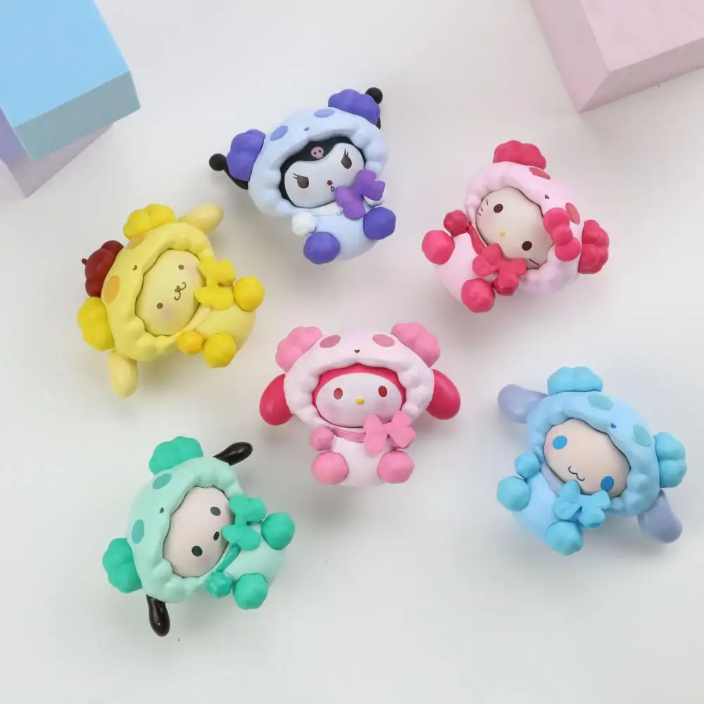 

My Melody Kuromi Hello Kitty Anime Figure Kawaii Doll Pachacco Pom Pom Purin Cinnamoroll Figurines Collection Toys for Children