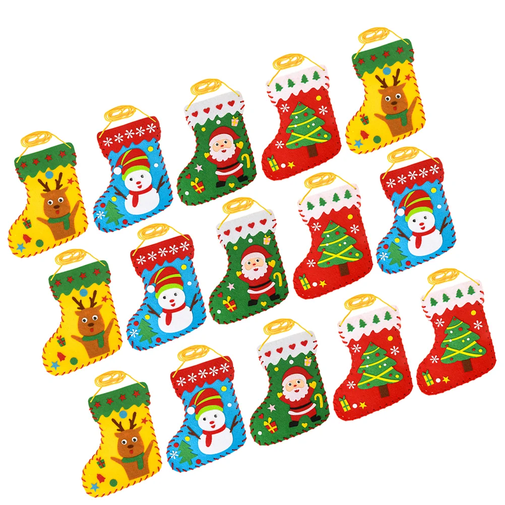

Christmas Felt Stockings Santa Snowman Reindeer Ornaments Sewing Kits Diy Decoration Xmas Party