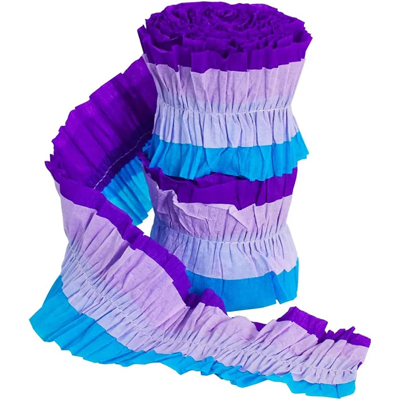 

Blue Purple Little Mermaid Birthday Party Garland Crepe Paper Streamers Decoration for Under The Sea themed Party Hanging Banner