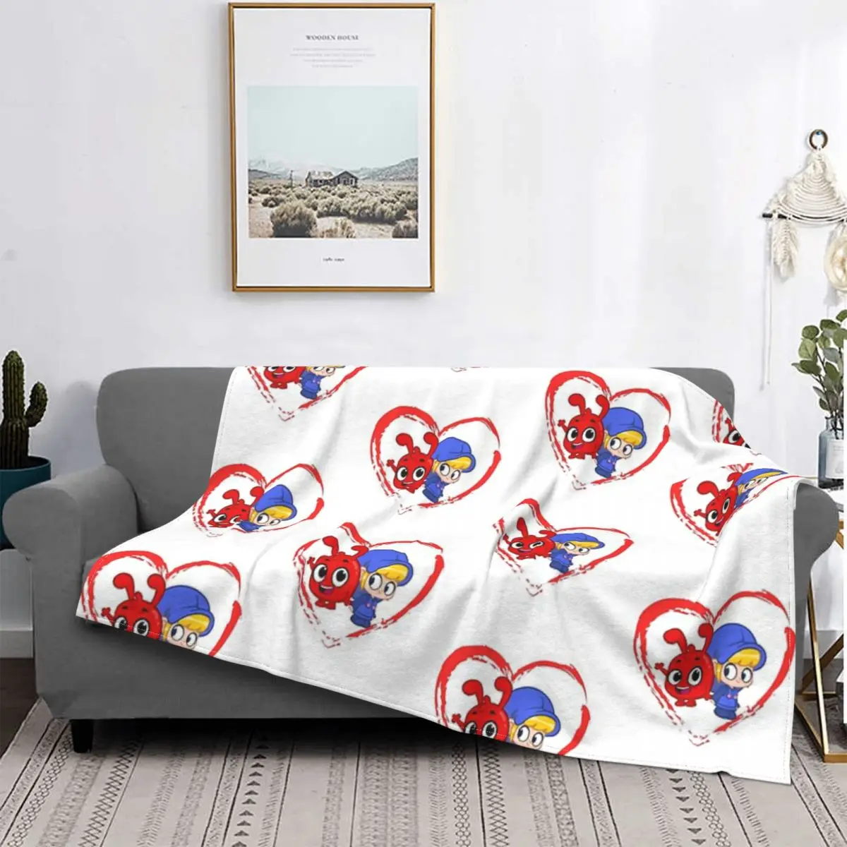 

I Love Morphle y Mila-Manta de corazón rojo, colcha para cama, alfombra a cuadros, colchas, manta de Picnic, funda para niños