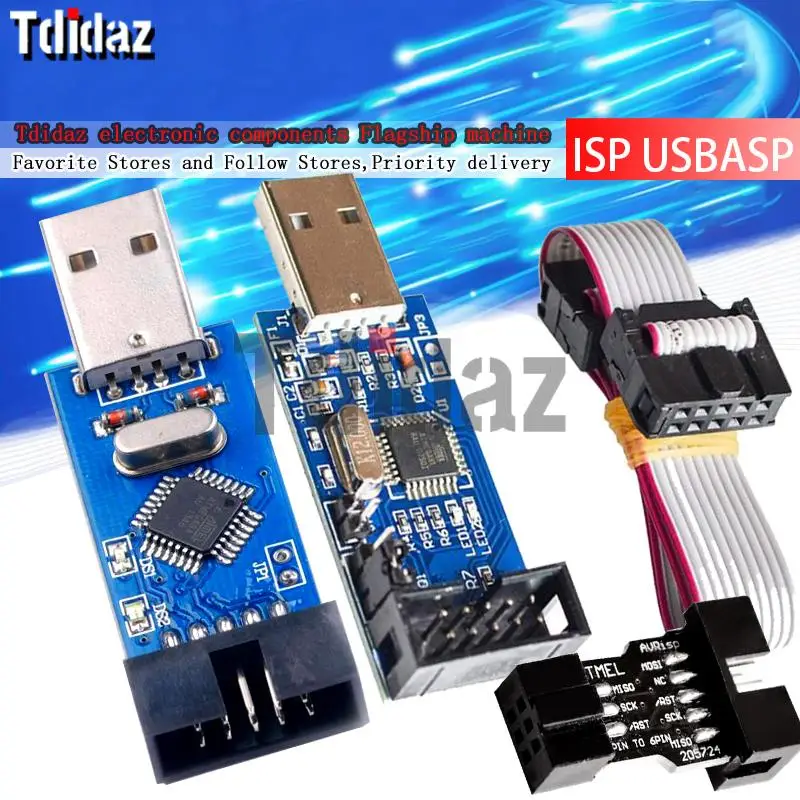 Официальный программатор USBASP USBISP AVR, USB ISP USB ASP ATMEGA8 ATMEGA128 с поддержкой Win7 64