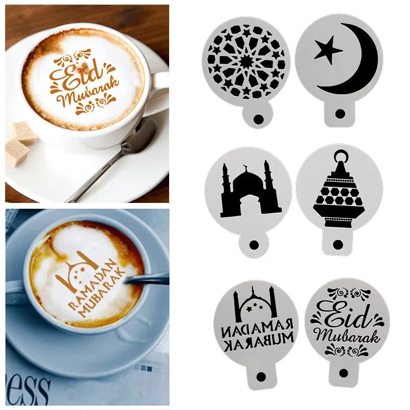 

1Pc Ramadan Coffee Spray Stencils Cookie Biscuit Cake Mold Decorating Tools Eid Mubarak Muslim Islamic Party DIY Decorations