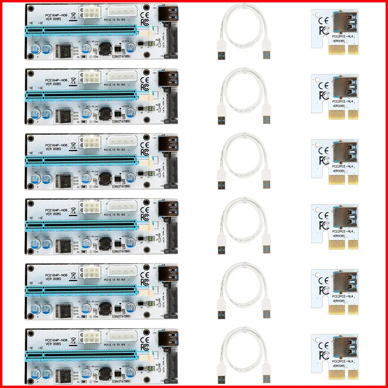 

10 шт., Райзер-адаптер VER008S PCI-E, 60 см