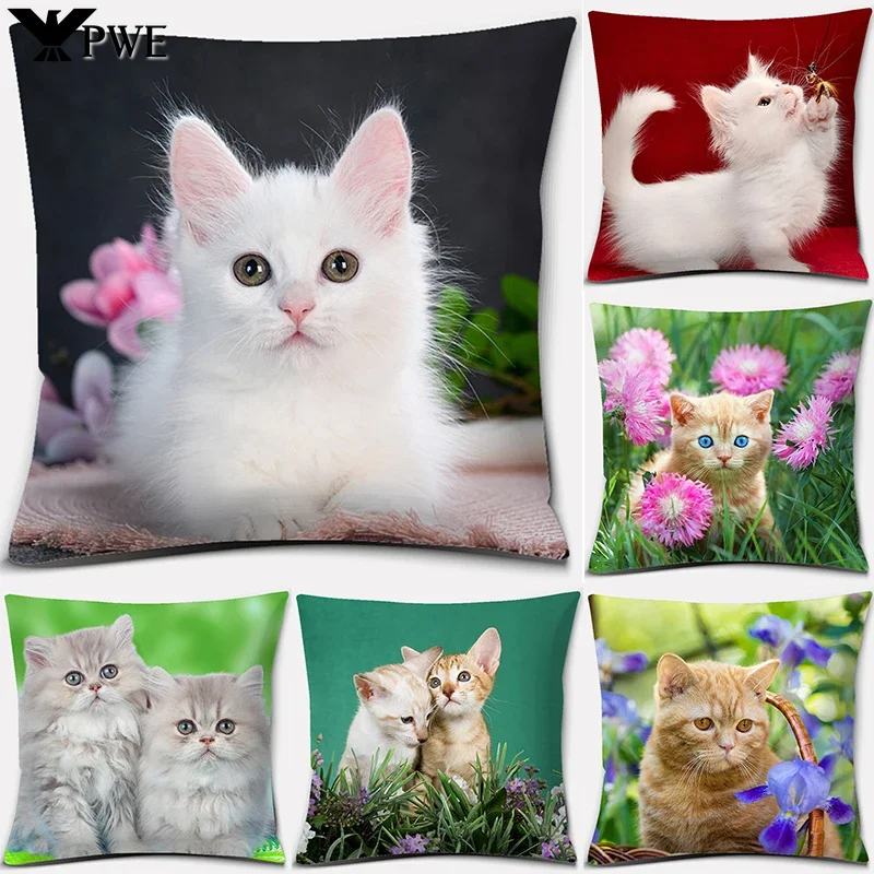 Декоративная наволочка в виде милого кота 45x45 см