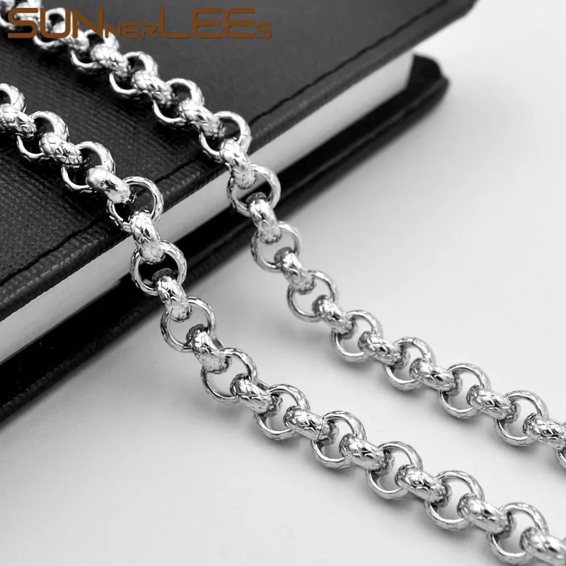 Ожерелье из нержавеющей стали SUNNERLEES 316L высокого качества, 7 мм, ожерелье из звеньев цепи с принтом, полировка, украшения для мужчин и женщин SC219