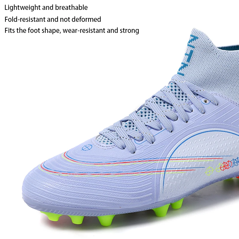 Soccer Shoes Men Adult TF/FG High Ankle Football Boots Grass Breathable Training Cleats Footwear Classic Trend Sneaker 34-46#