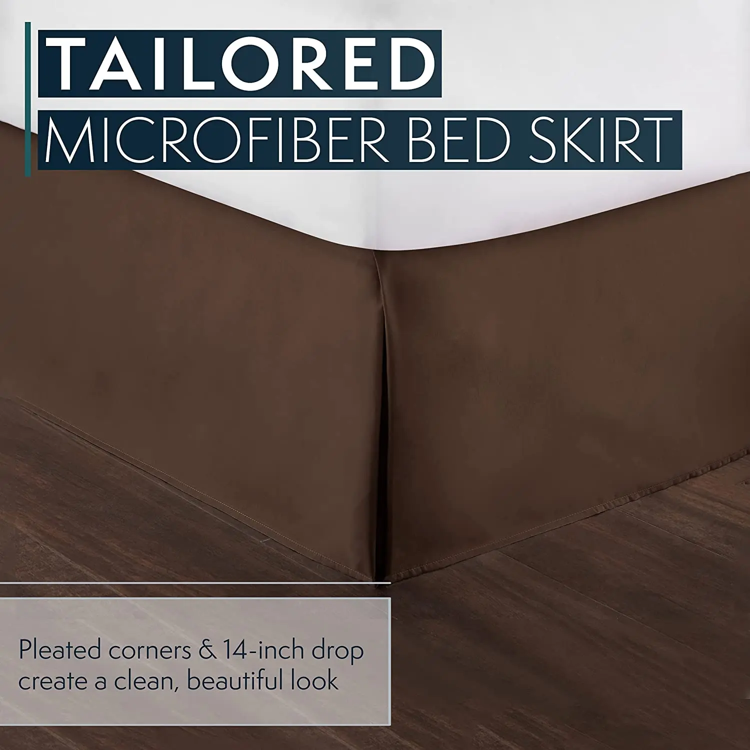 Юбка для кровати с завязками Hot Sale Dust Ruffle Pleated Tailored Bed Skirts - ткань, устойчивая к морщинам и выцветанию - высота 14 дюймов (без верхнего листа).