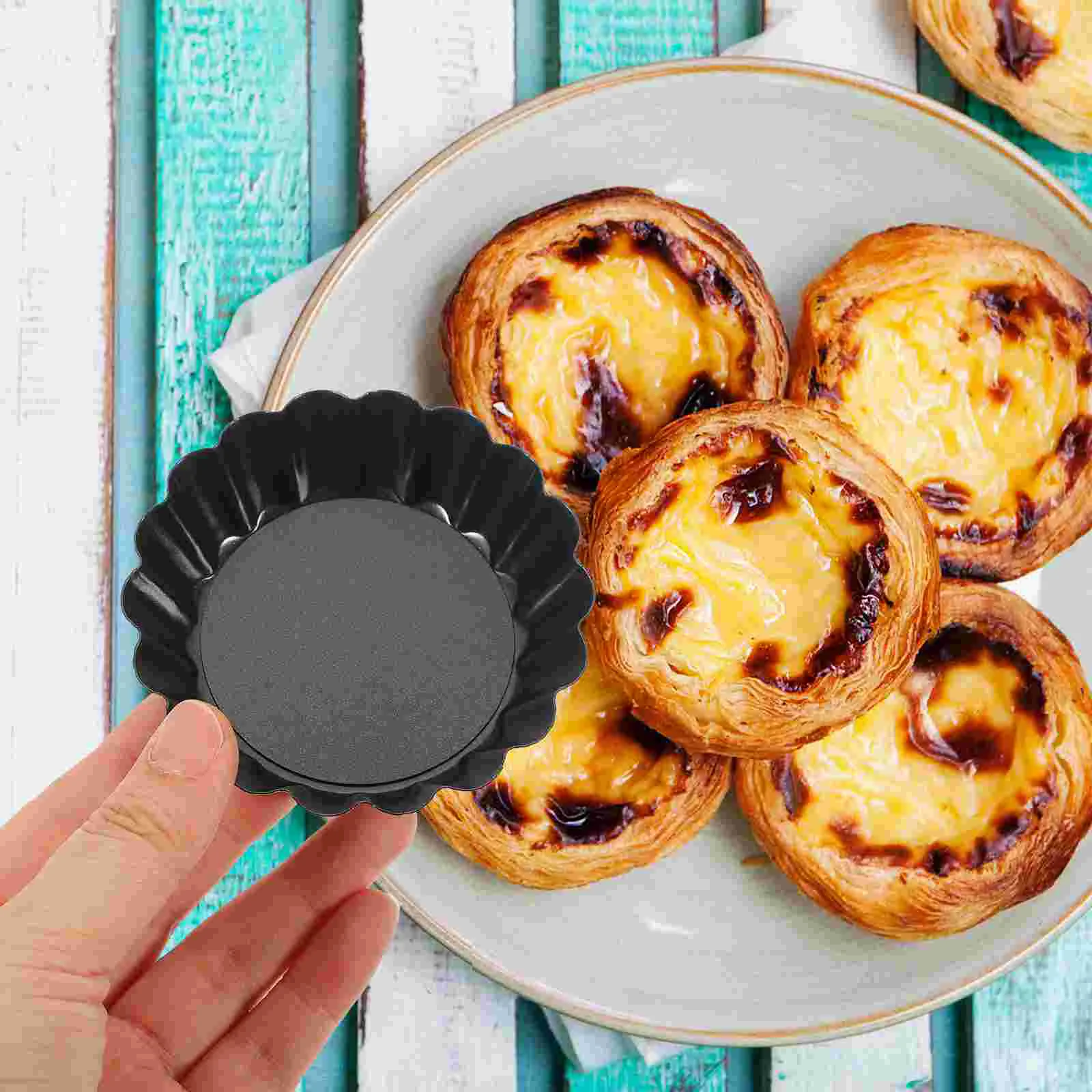 

Egg Tart Tray Mini Pie Pans Baking Cupcake Kitchen Cooking Molds Removable Bottoms Small Hand