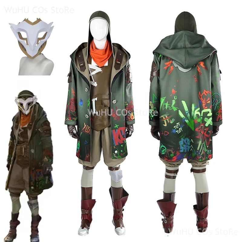 Game Ekko Arcane2 Cosplay Costume The Boy Who Shattered Time Suit Halloween Carnival Party Uniforms Shoe Mask Props