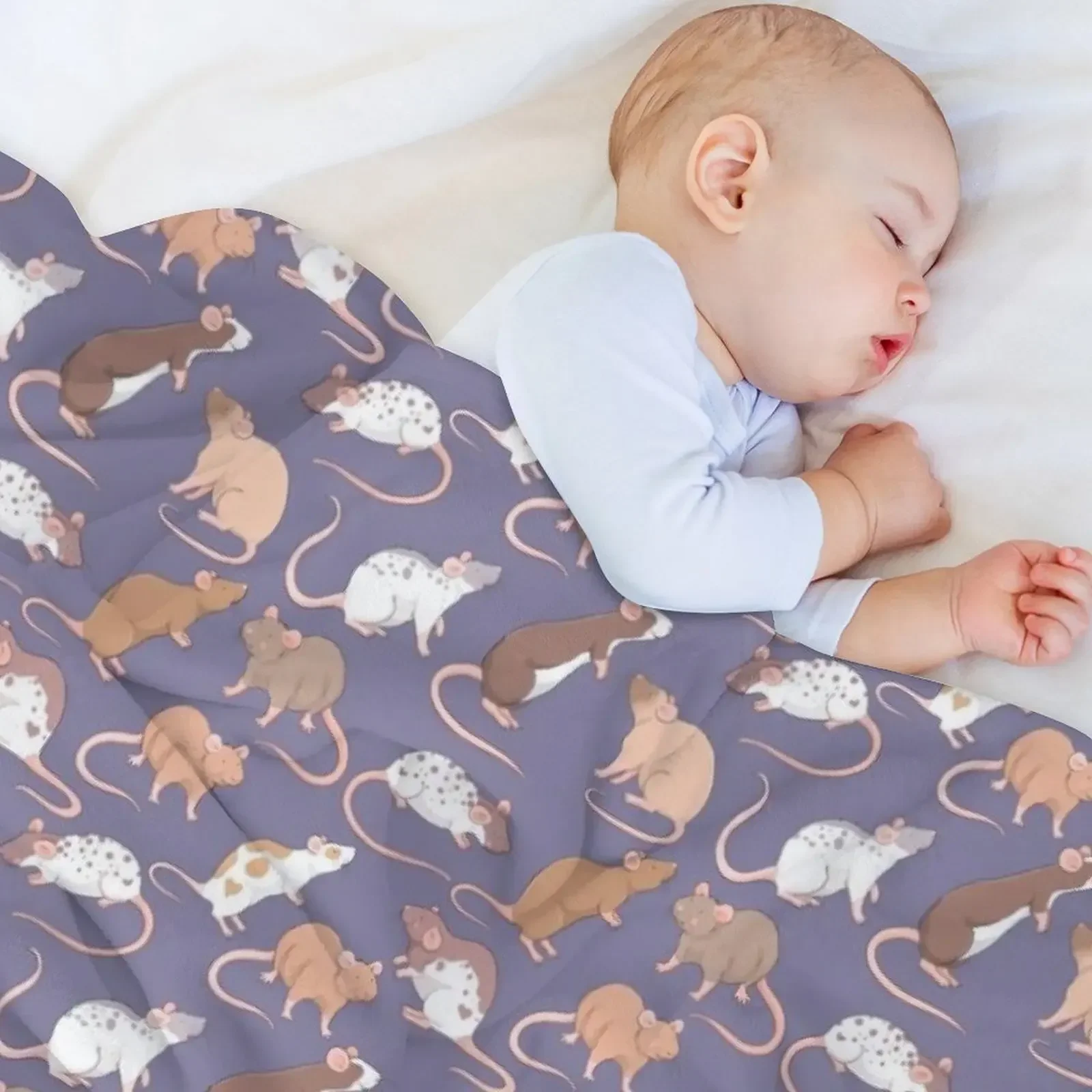 Милые rattie крысы на сиреневом фоне от Whimsicolourart пледы кровать рождественские