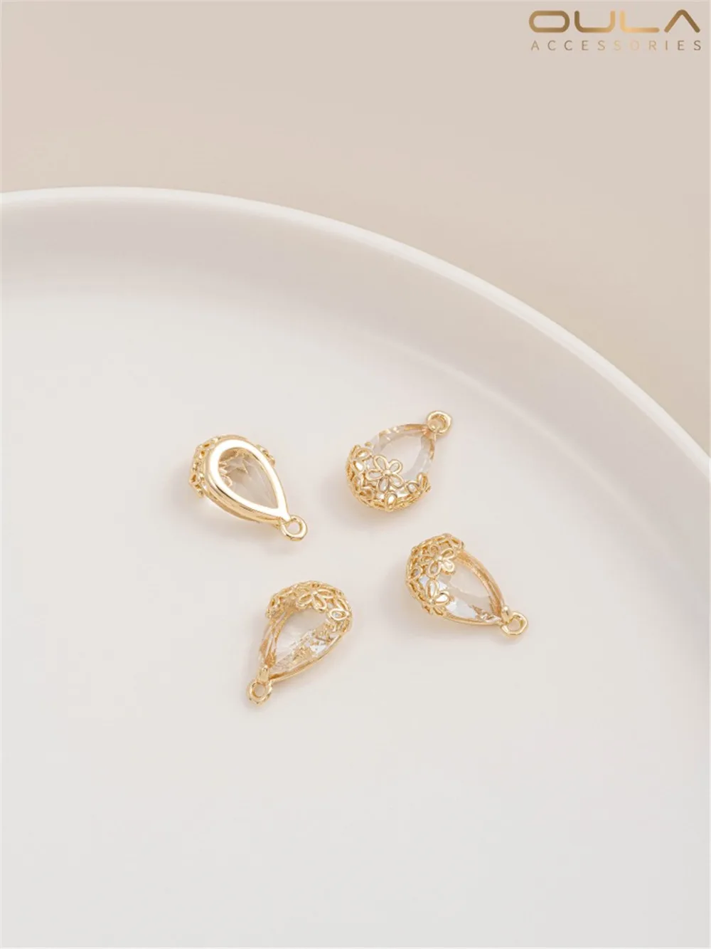 14-каратное золото цвет сумки маленький цветок обернутый край кристалл циркон