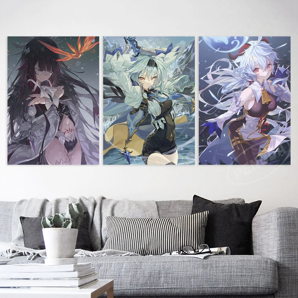 

Холст с принтом игры Genshin Impact, картина Yae Miko, настенное искусство, картины на стену, Eula, домашний декор, Постер Ganyu Lumine для гостиной