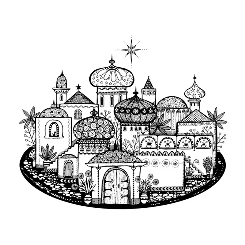 Фото Прозрачные штампы для скрапбукинга, изготовления бумаги, декоративных открыток и творчества: Рождественский лось, аэростат, корабль, автомобиль, замок №4