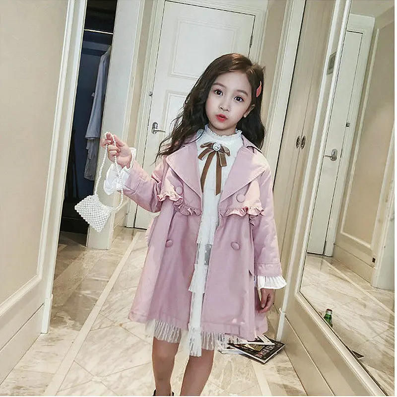 

Fashion Baby Girl Trench Jacket Toddler Teens Windbreak Coat Long Spring Autumn Outerwear Child Dust Coat Outdoor Clothes 3-13Y