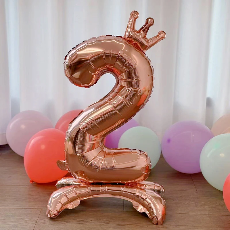Цифровые воздушные шары из алюминиевой фольги, украшение в виде короны, розовое золото, 32 дюйма, для дня рождения, подарок для девушки