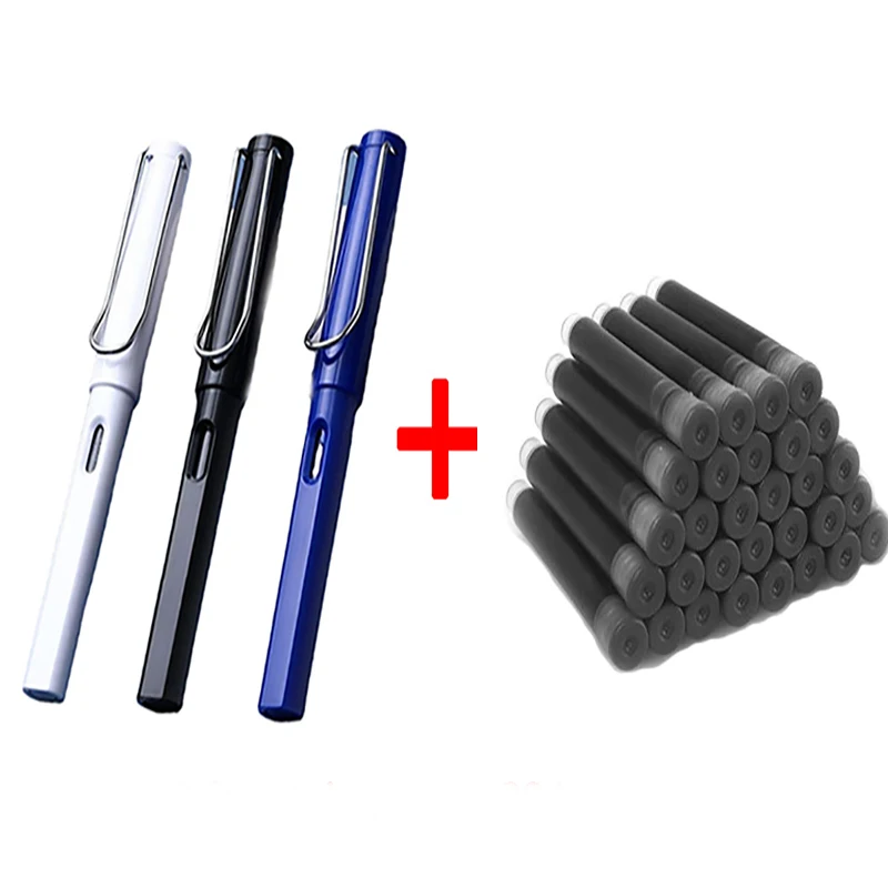 

3 Pens + 30 Ink Student Kawaii Pen Replaceable Ink Writing Exam Stationery 0.38mm EF Nib School Supplies
