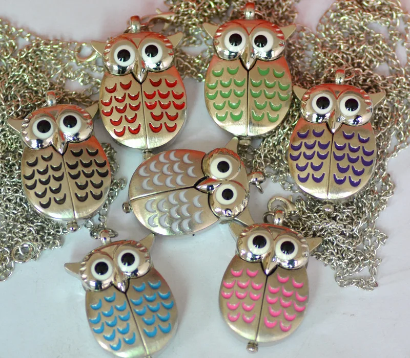 

Vintage Small Owl Bird Quartz Pocket Watch for Men Women Fob Chain Pendant Necklace Keychain Keyring Clock for Collection Gift