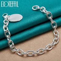 doteffil 925 sterling silver round pendant bracelet chain for man women fashion party jewelry wedding jewelry