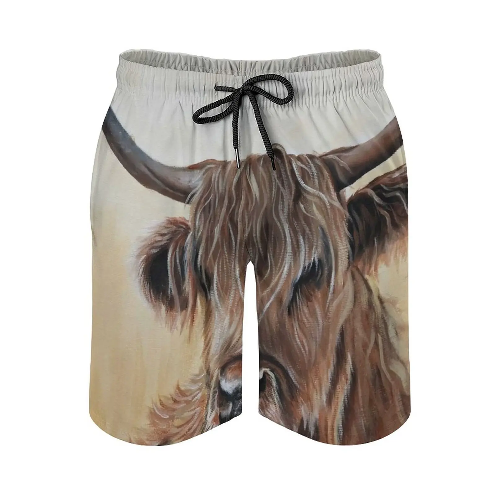 

Highland Cow Men'S Swim Trunks Sports Shorts Beach Trunks Surfing Pockets And Mesh Lining Cow Highland Cow Scotland Scottish