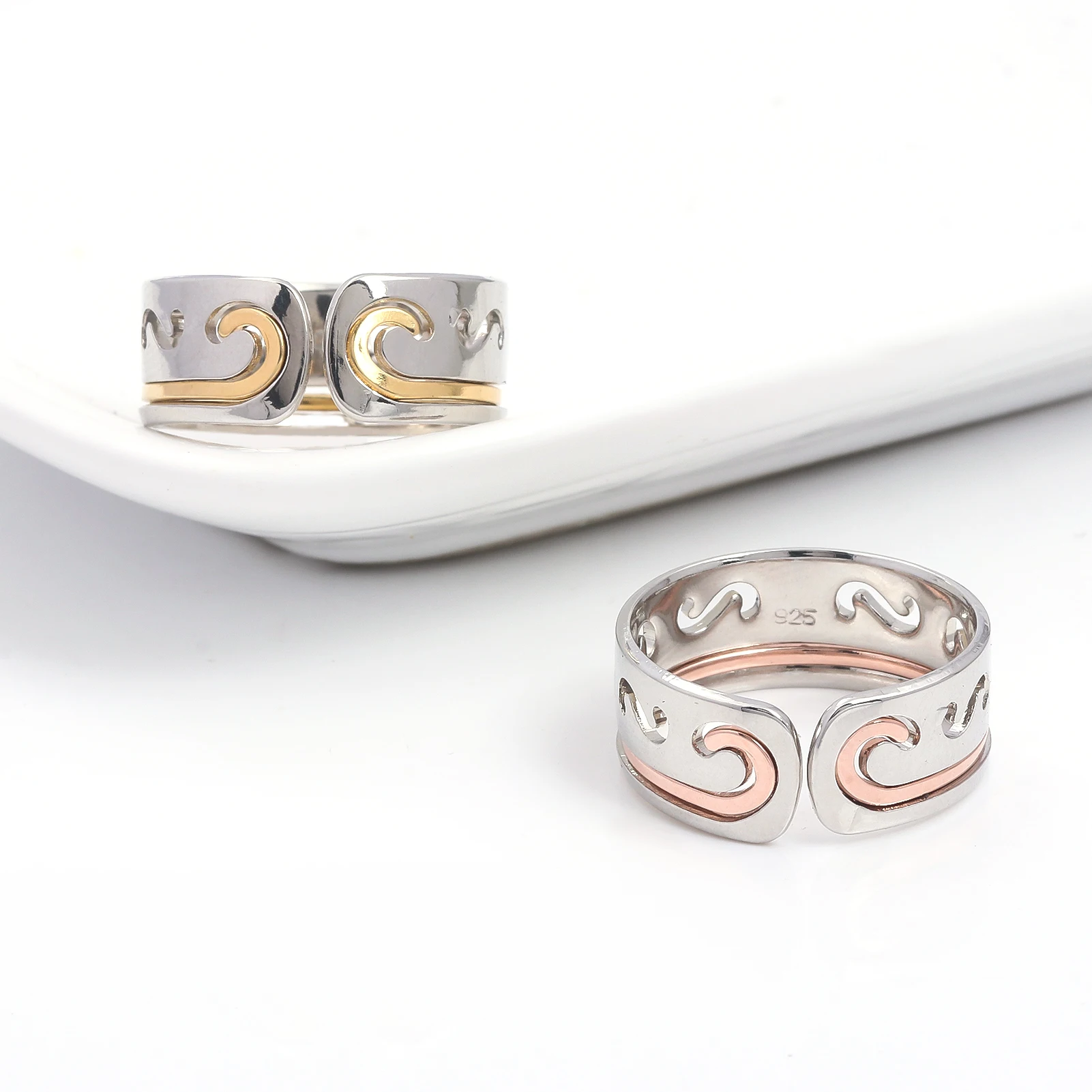 Czarny pierścionek Wukong 2 w 1 miedziany buddyjski słońce Mantra napinająca para zestaw pierścionków miłosnych dla kobiet mężczyzn