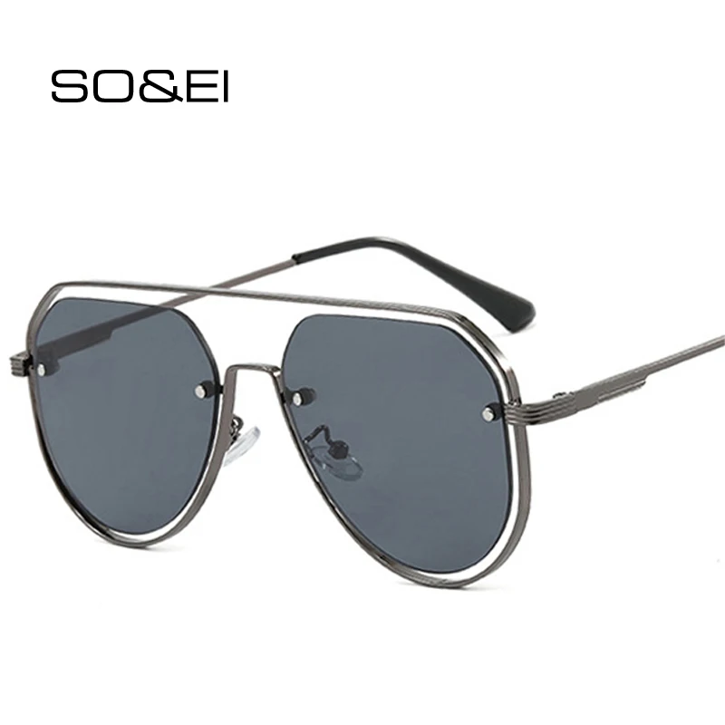 SO &amp EI новые женские солнцезащитные очки-пилоты с двойными мостами в стиле ретро
