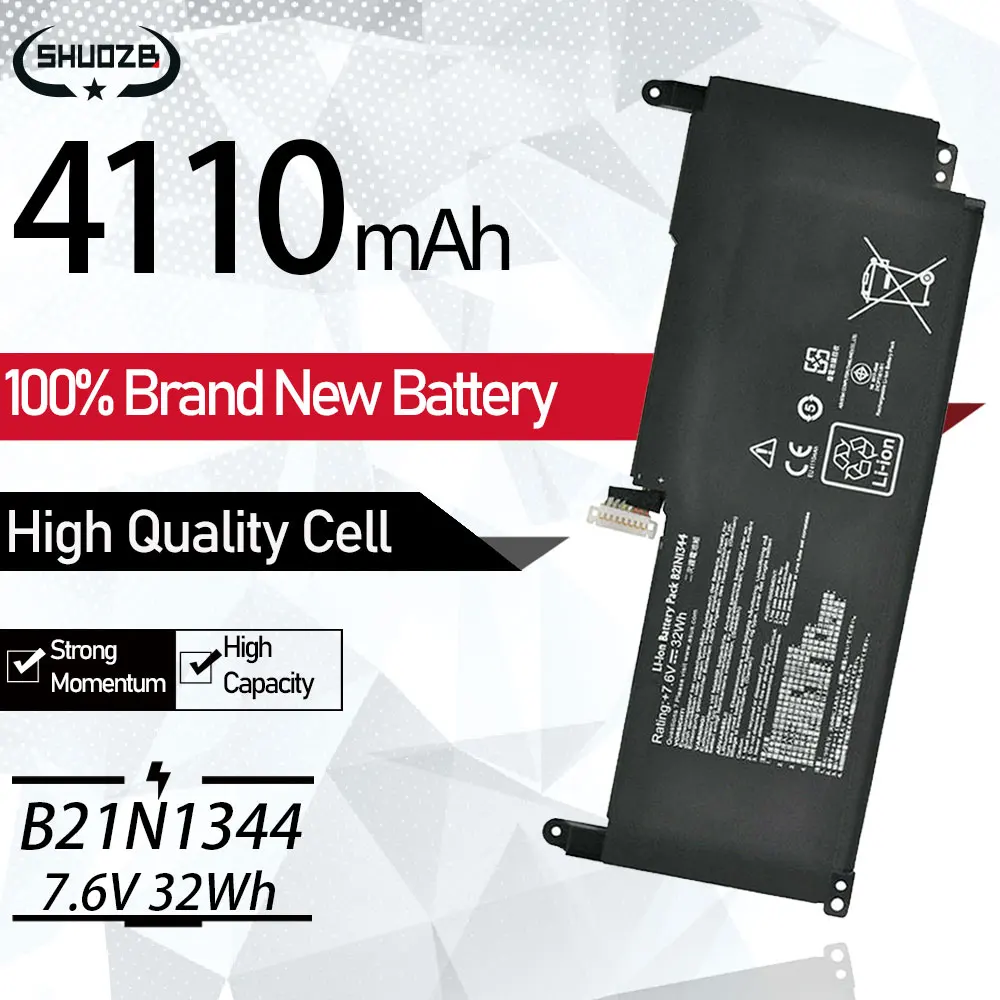 Новинка, B21N1344 Аккумулятор для ноутбука Asus vivibook, серия B21BN93, 0B200-00600300E, 2ICP7/61/81, 7,6 В, 32 Вт-ч, 4110 мАч, SHUOZB, бесплатные инструменты