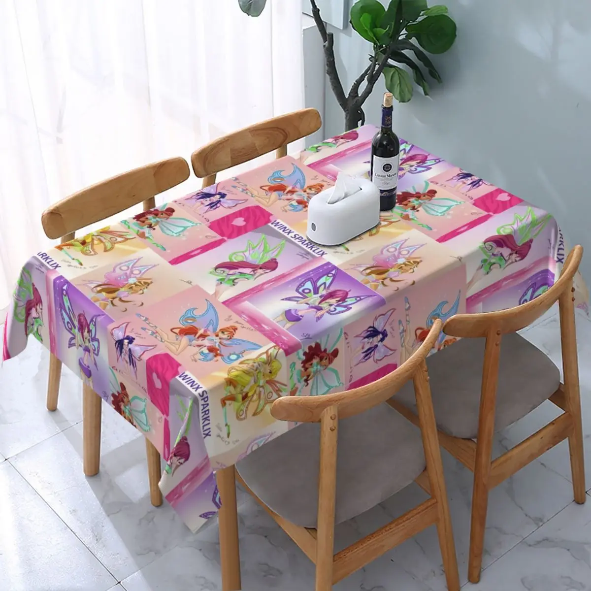 Прямоугольный маслонепроницаемый чехол для стола из мультфильма Disney Винкс