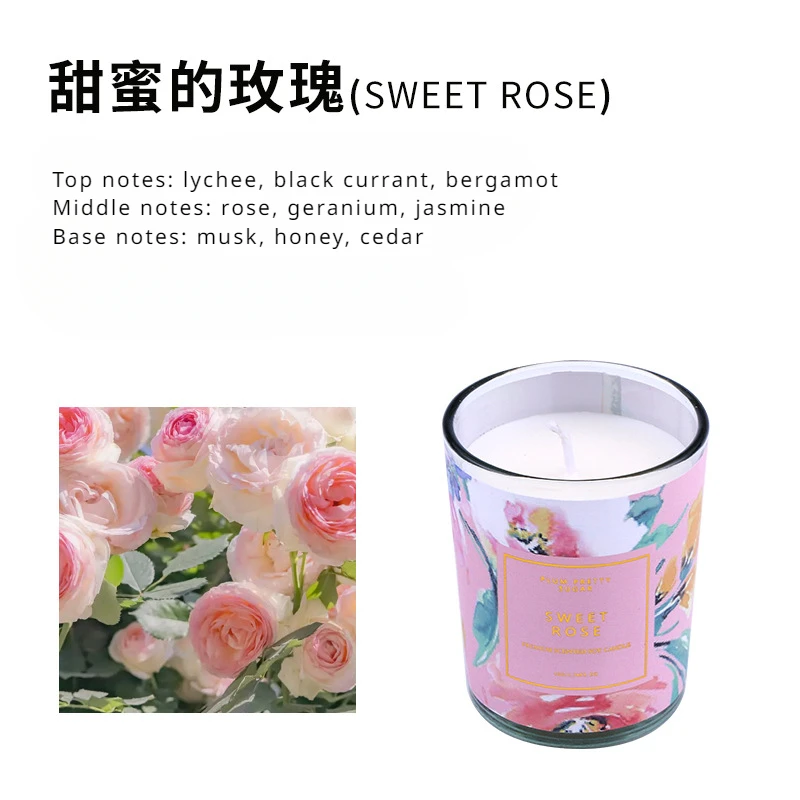 

Стеклянная ароматическая свеча Роза/Ваниль/Жасмин